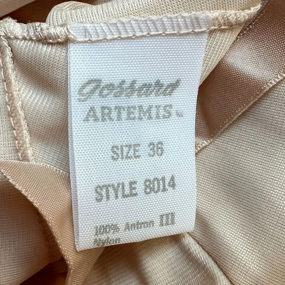 Vintage Elegant Gossard Artemis Nude Nylon Nightgown Slip Lace Size 36 Small 60s